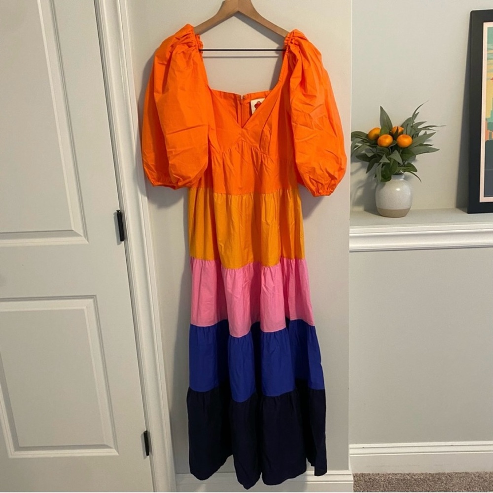 FARM Rio Colorblock Cotton Maxi Dress Small - Picture 2 of 8